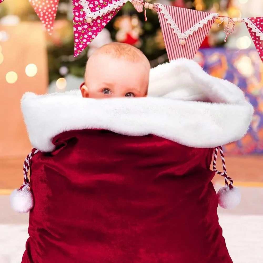2 Pieces Christmas Velvet Santa Bags Christmas Gift